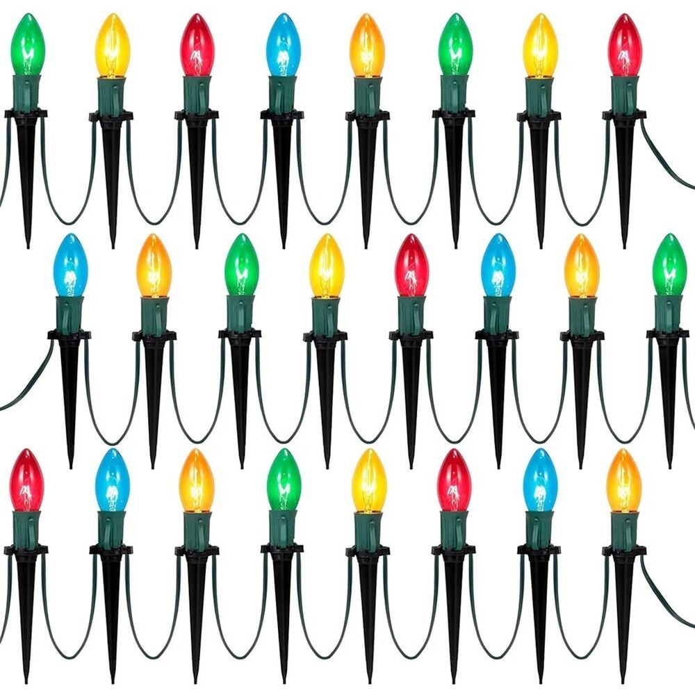 JOIEDOMI Christmas Multicolored Pathway Marker String Lights - 24pcs